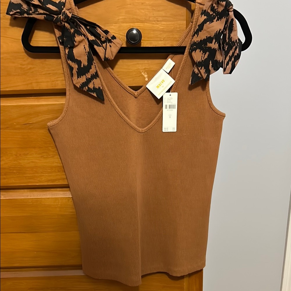 Brown Sleeveless Top with Bow Straps